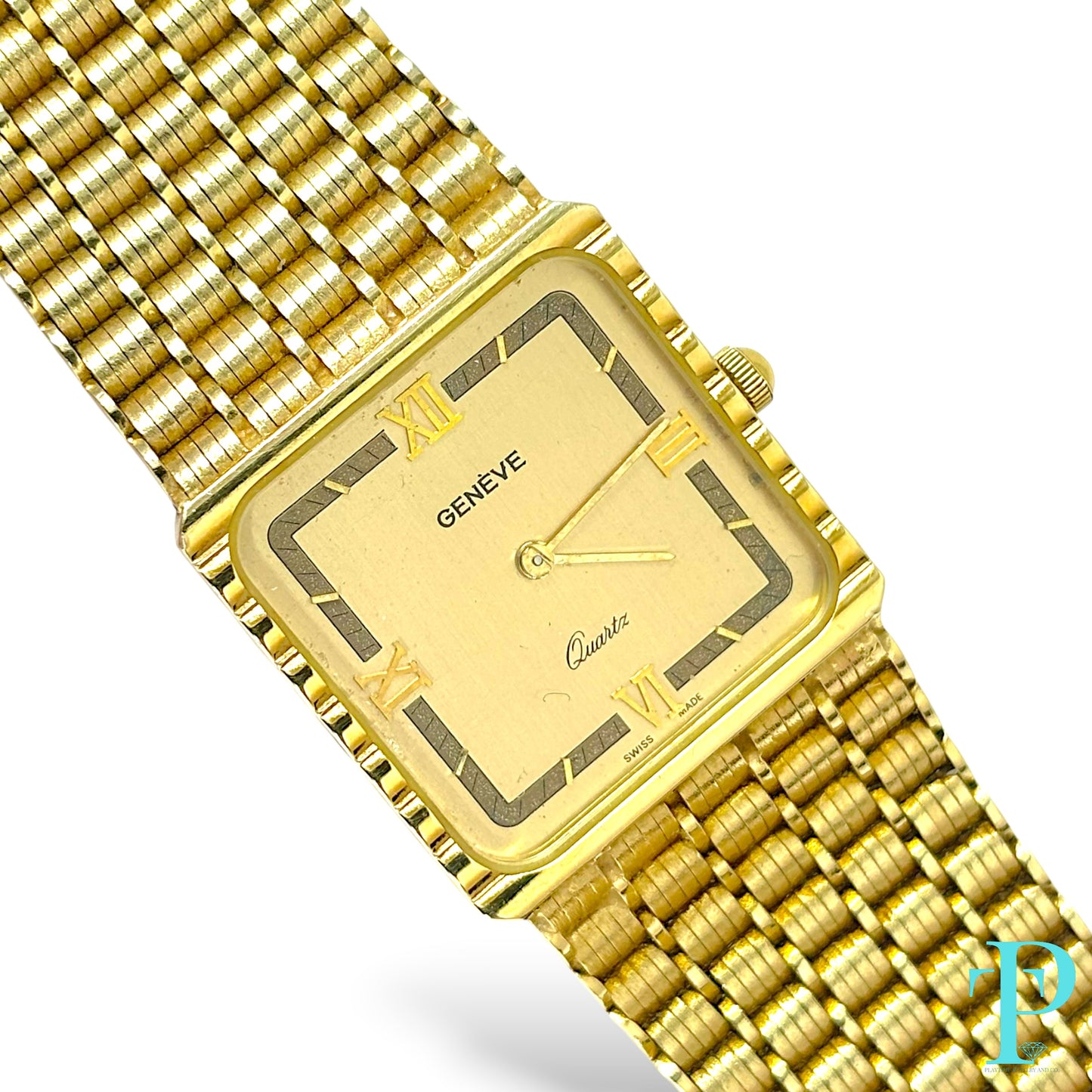 36MM VINTAGE GENÈVE 14KT SOLID GOLD RECTANGULAR WATCH