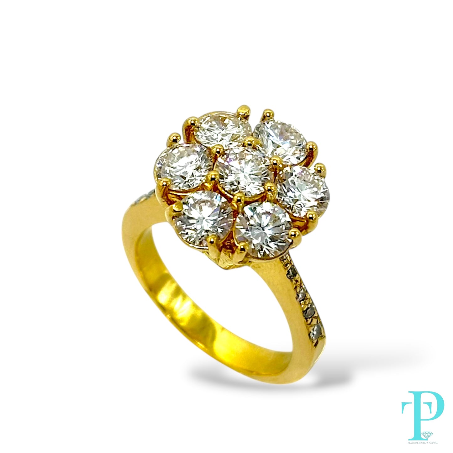 14KT GOLD 1.05CTW LAB-GROWN DIAMOND CLUSTER RING
