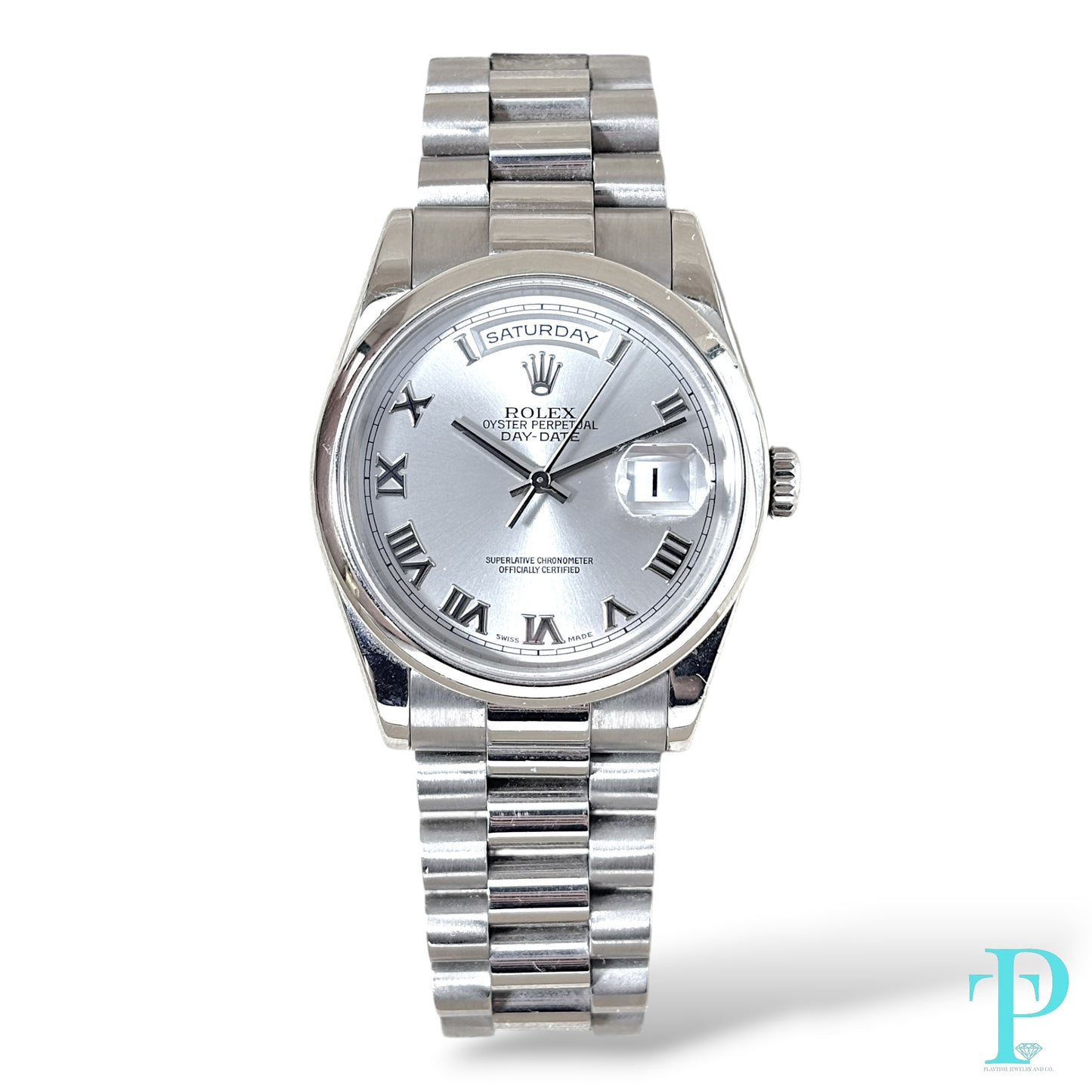 36MM ROLEX DAY-DATE 18KT WHITE GOLD MENS WATCH REF.228238