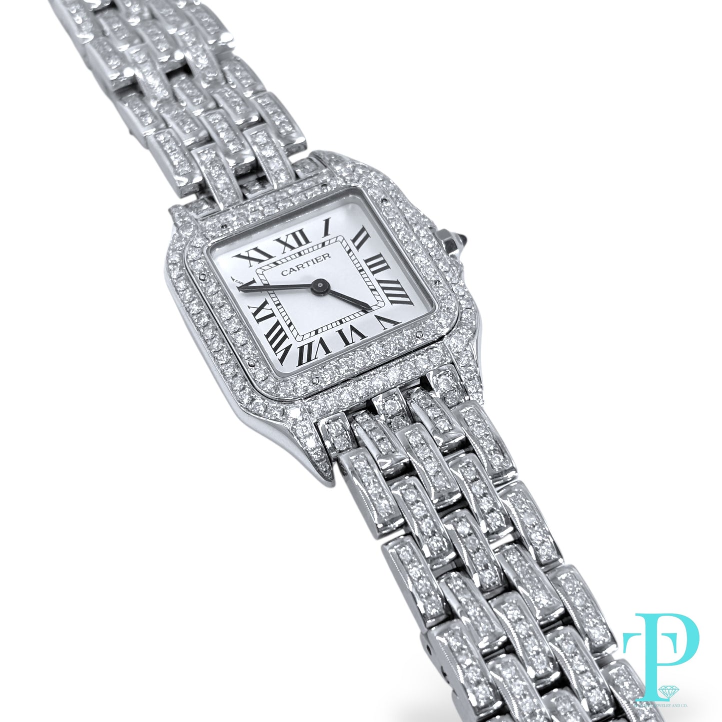 31MM CARTIER PANTHERE DE CARTIER / BUSTDOWN / DIAMOND ENCRUSTED / STAINLESS STEEL / NATURAL DIAMONDS / WHITE ROMAN DIAL