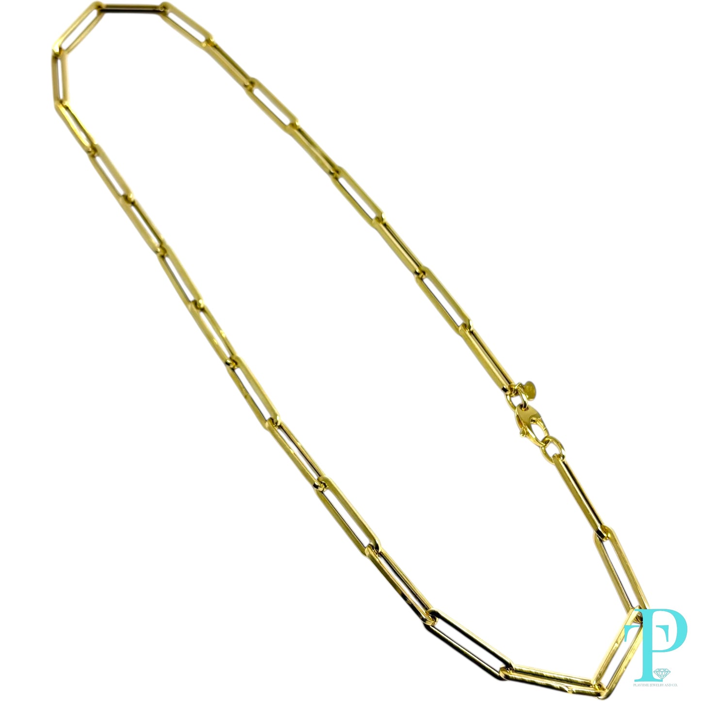 5MM 14KT HOLLOW YELLOW GOLD PAPER CLIP LINK CHAIN 6.00g 20”