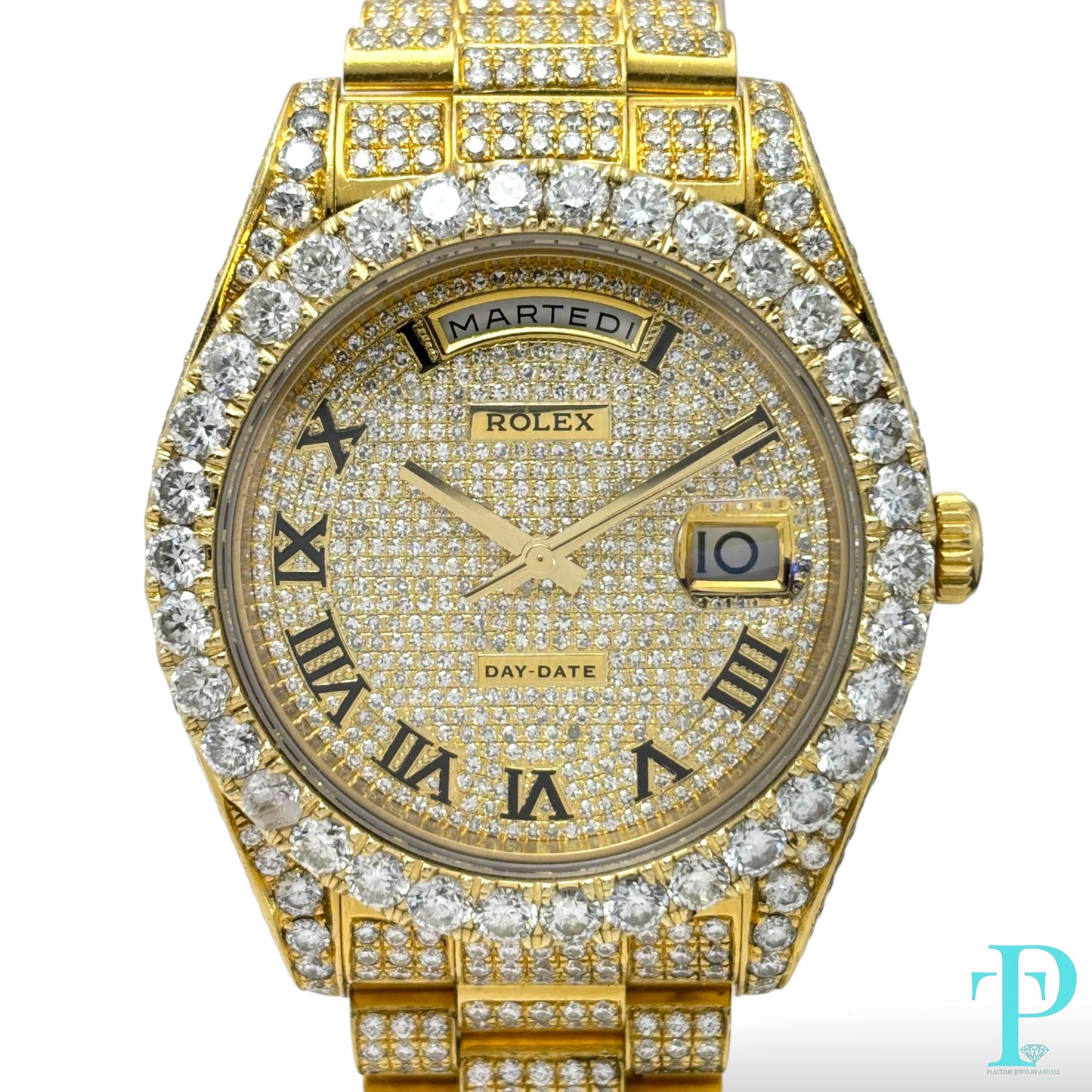 41MM ROLEX DAY-DATE PRESIDENTIAL 18KT GOLD NATURAL DIAMOND BUSTDOWN 28CTW