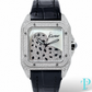 PRE-OWNED 34MM CARTIER SANTOS 1/1 CUSTOM DIAMOND SET WATCH