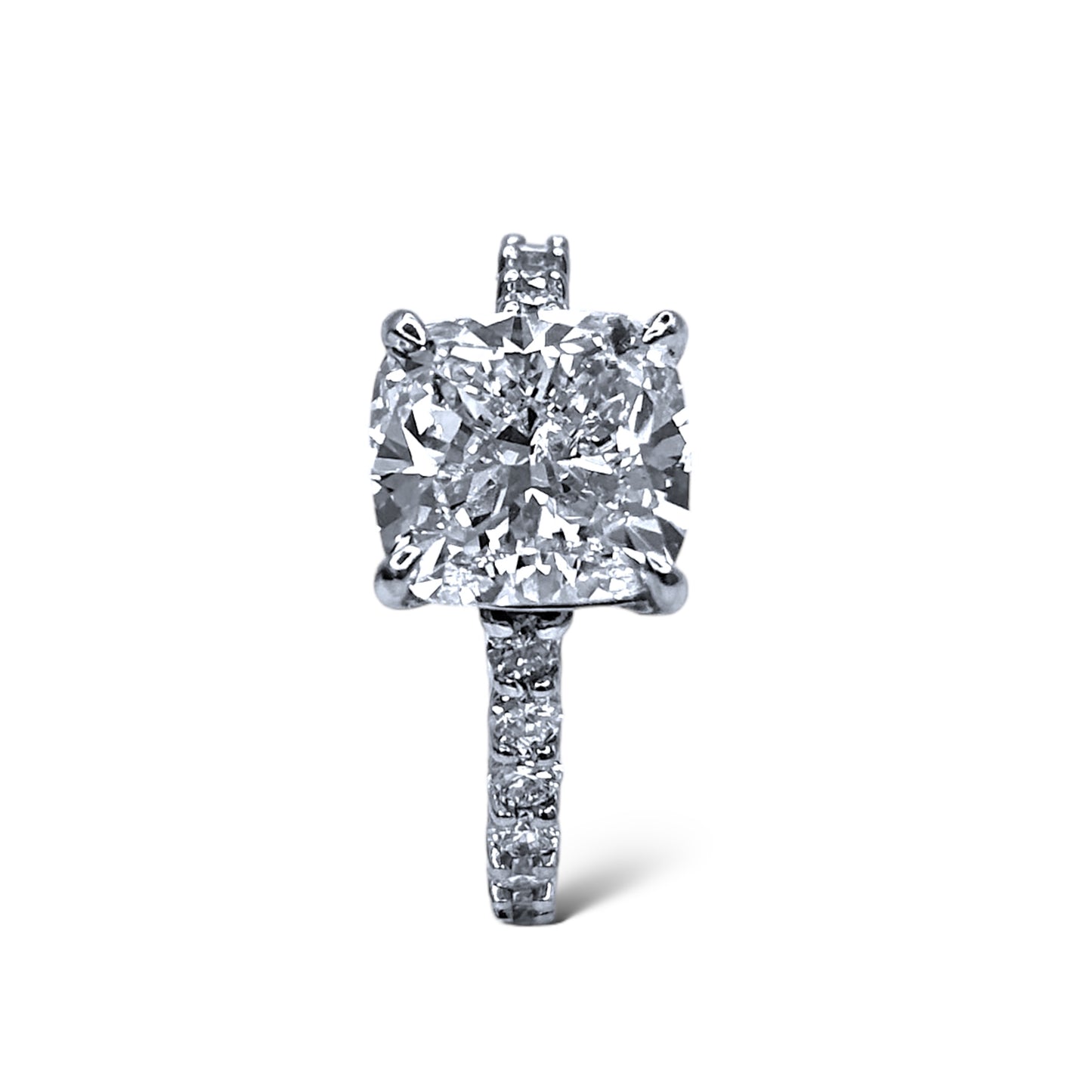 3.50CT CUSHION-CUT DIAMOND ENGAGEMENT PLATINUM RING