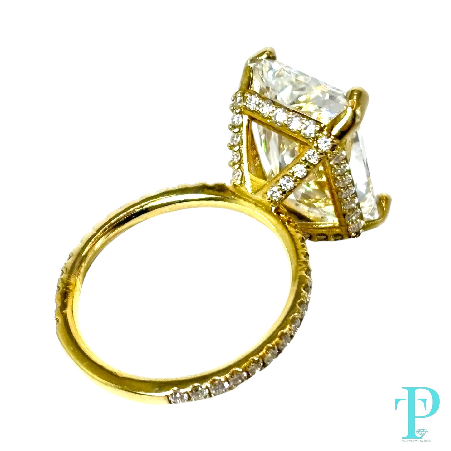 10.58CTW RADIANT-CUT LAB-GROWN DIAMOND ENGAGEMENT RING 14KT YELLOW GOLD