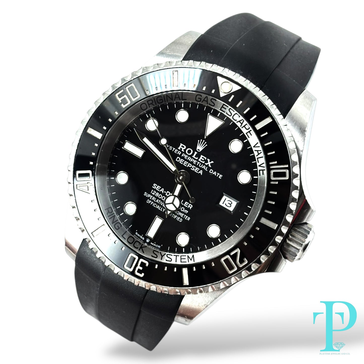 44MM ROLEX DEEPSEA / OYSTER FLEX RUBBER BAND / BLACK DIAL / DATE-FUNCTION / OYSTER-STEEL / AUTOMATIC MOVEMENT