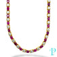 14KT YELLOW GOLD DIAMOND AND RUBY NECKLACE 24”