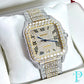 41MM CARTIER “SANTOS DE CARTIER” VVS-1 NATURAL DIAMOND BUSTDOWN MENS WATCH
