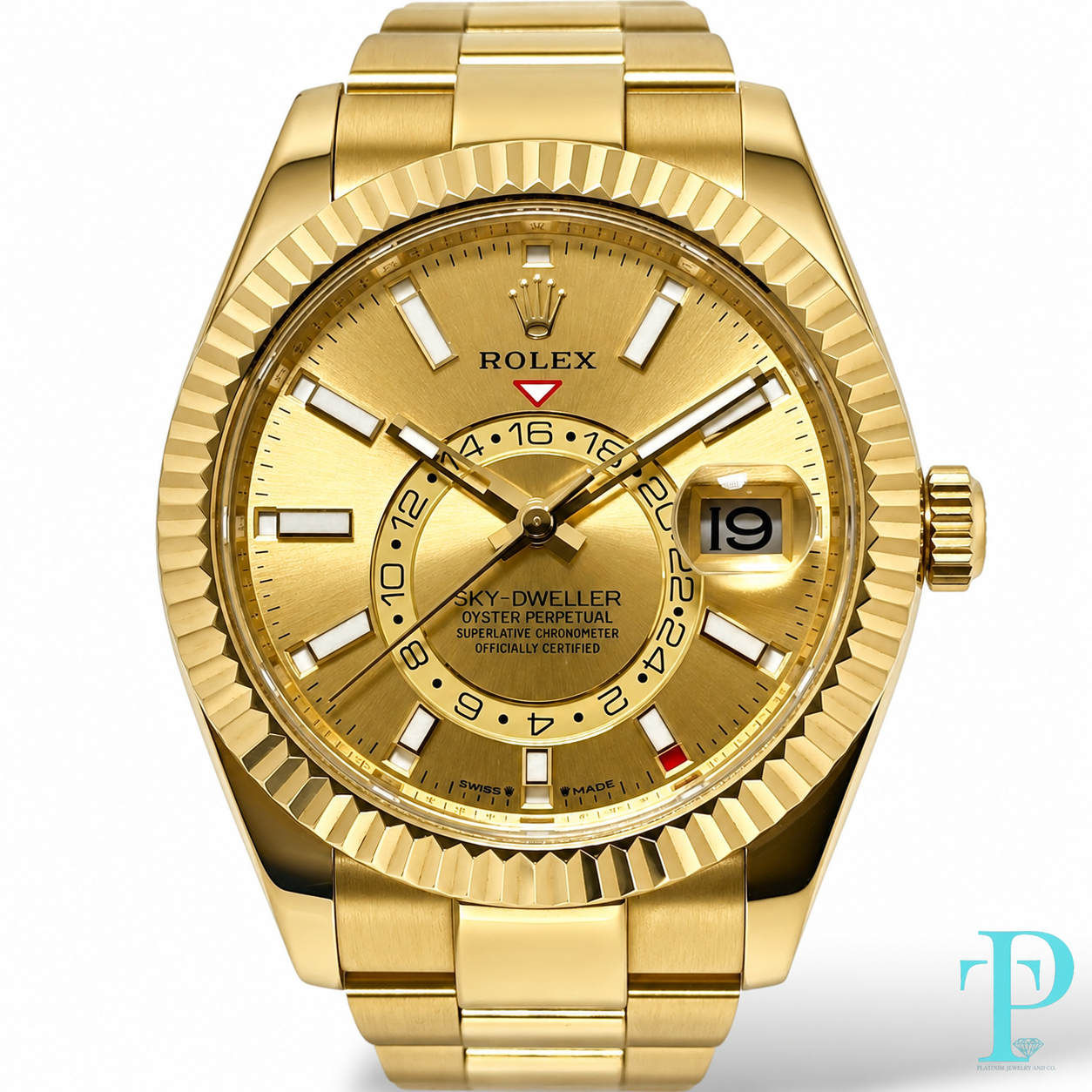 PRE-OWNED 42MM ROLEX SKY-DWELLER 18KT GOLD MENS WATCH REF.336938