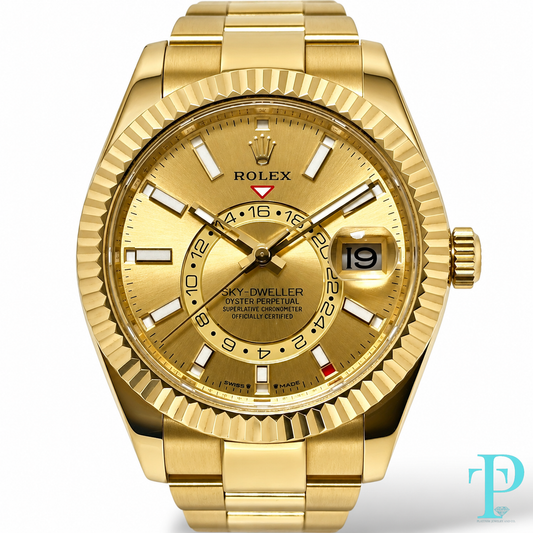 PRE-OWNED 42MM ROLEX SKY-DWELLER 18KT GOLD MENS WATCH REF.336938