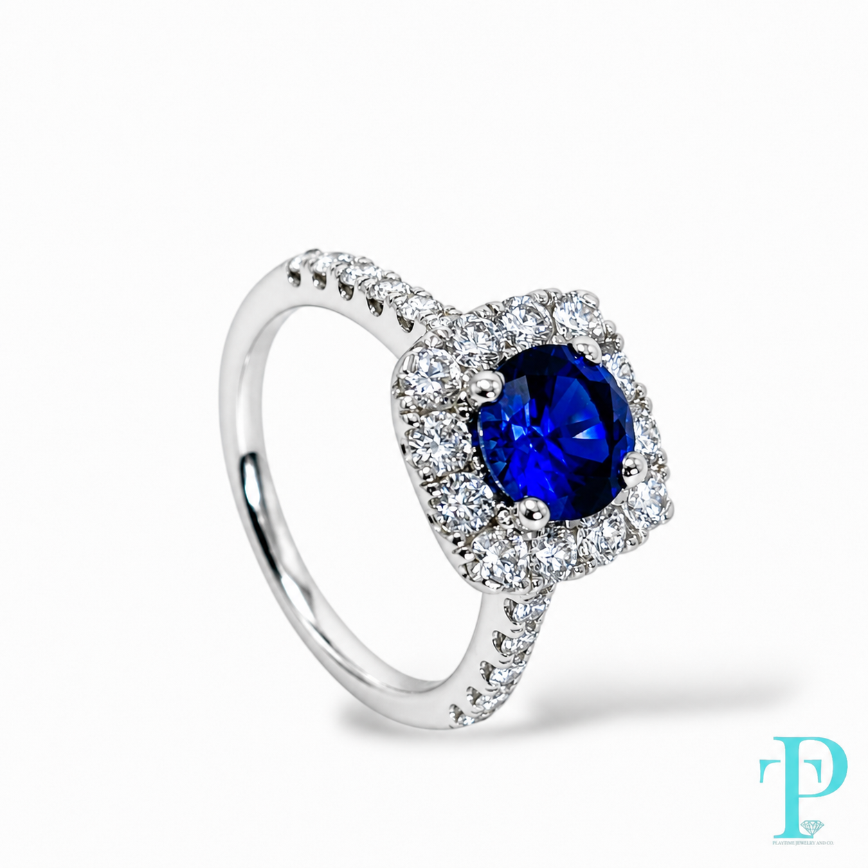 14KT GOLD LAB-GROWN 2.00CTW SAPPHIRE & DIAMOND RING