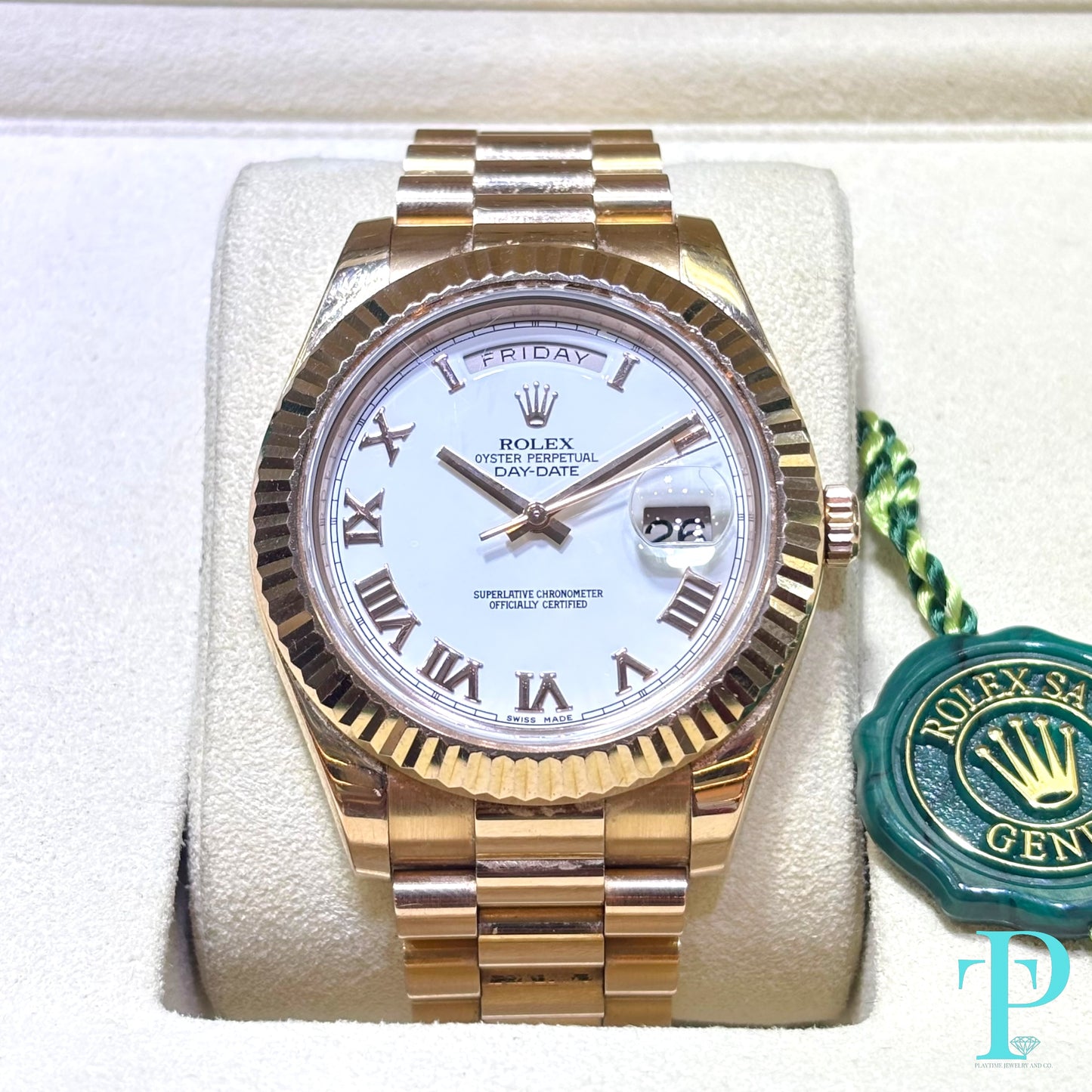 41MM ROLEX DAY-DATE “PRESIDENTIAL” ROSE GOLD MENS WATCH / Ref.218235