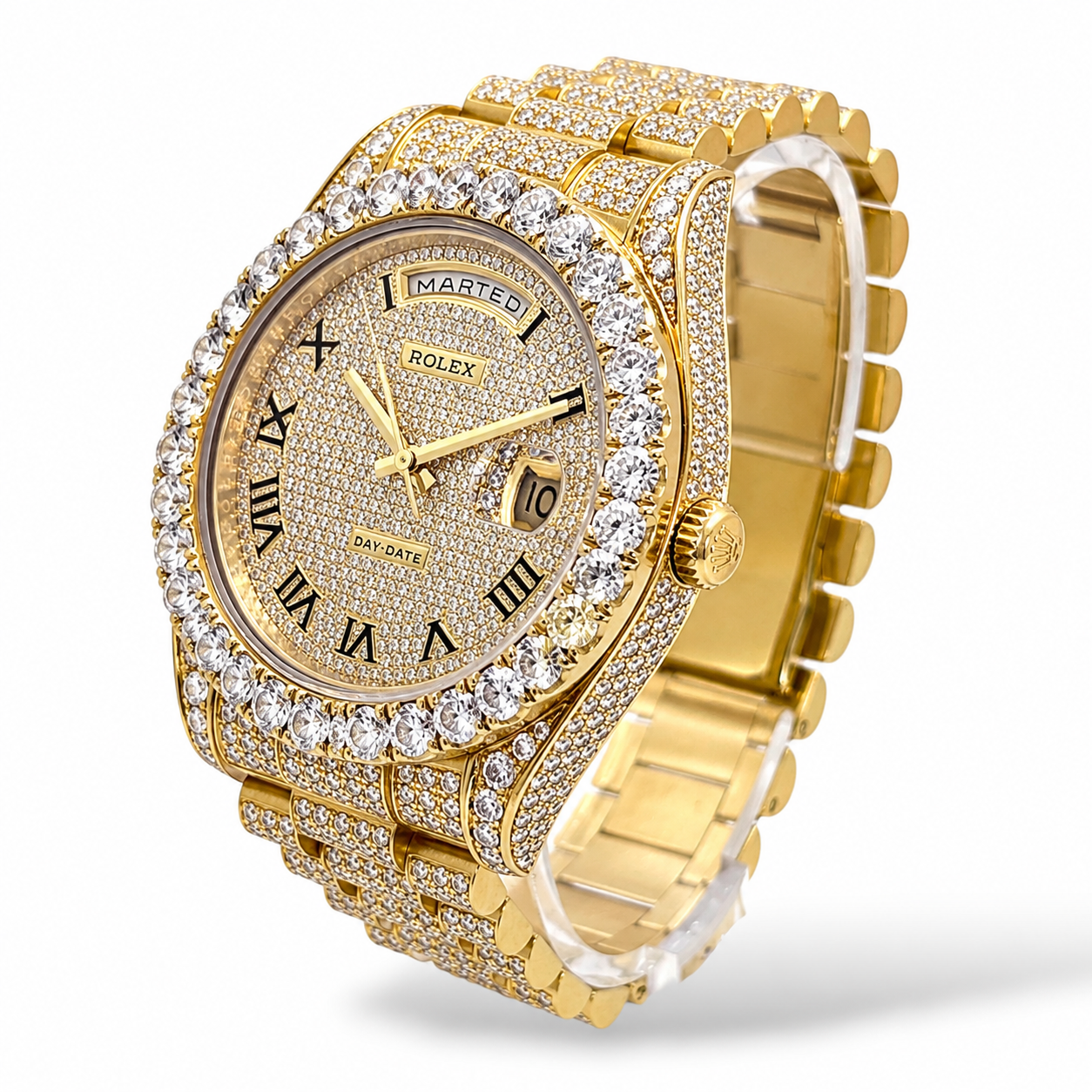 41MM ROLEX DAY-DATE PRESIDENTIAL 18KT GOLD NATURAL DIAMOND BUSTDOWN 28CTW
