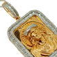 SOLID 14KT GOLD VVS-1 NATURAL DIAMOND JESUS BAGUETTE BORDER PENDANT