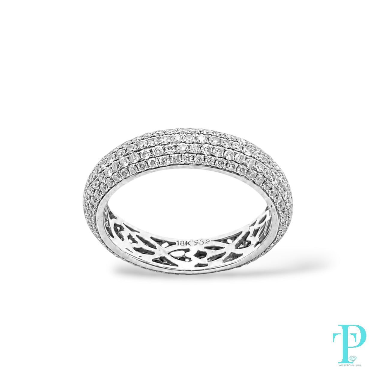 18KT WHITE GOLD 2.25CTW PAVE ETERNITY DIAMOND WEDDING BAND