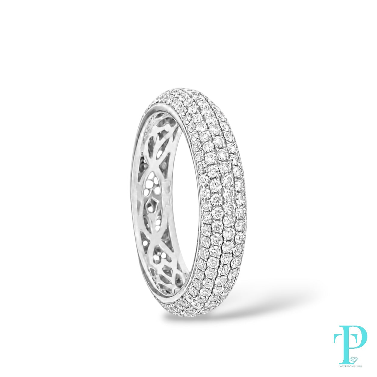 18KT WHITE GOLD 2.25CTW PAVE ETERNITY DIAMOND WEDDING BAND