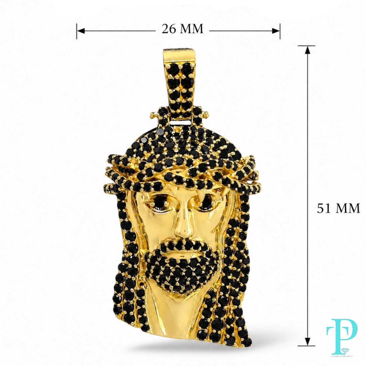 3.59CTW 14KT GOLD BLACK DIAMOND JESUS PIECE PENDANT