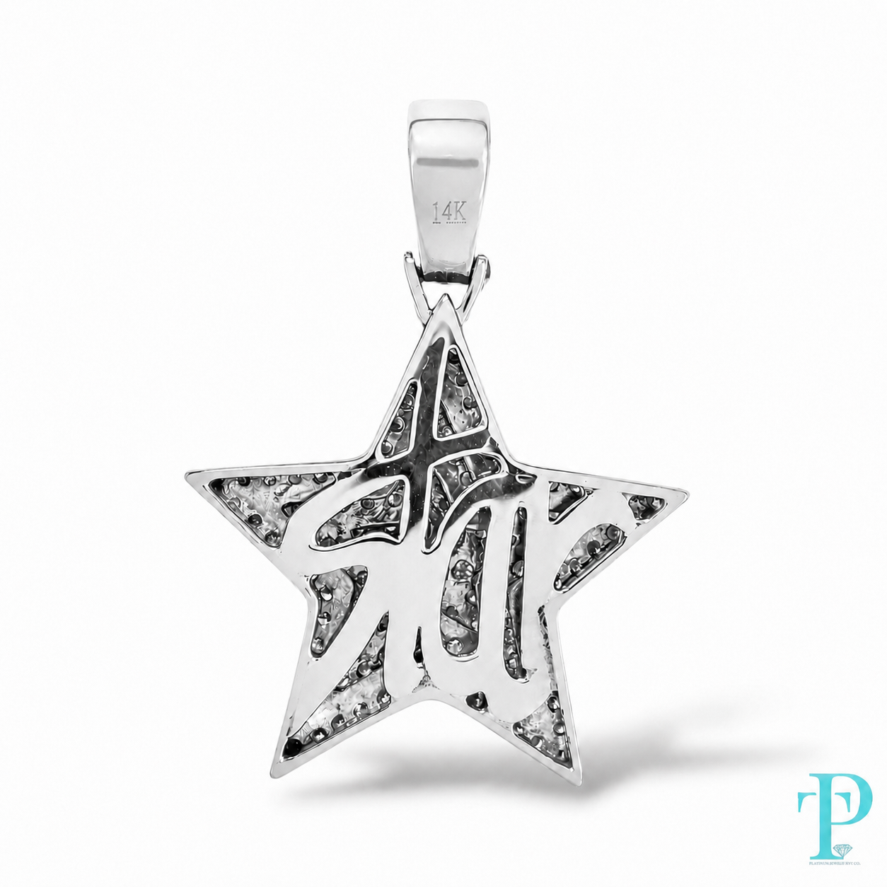 6.00CTW 14KT GOLD LAB DIAMOND PAVE STAR PENDANT