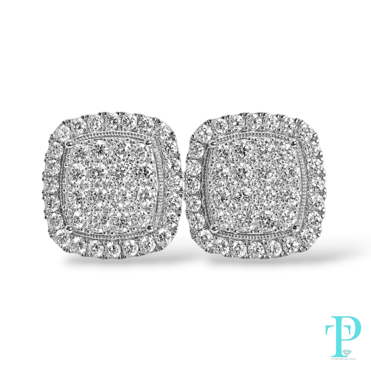14KT 2.50CTW LAB-GROWN DIAMOND CLUSTER EARRINGS