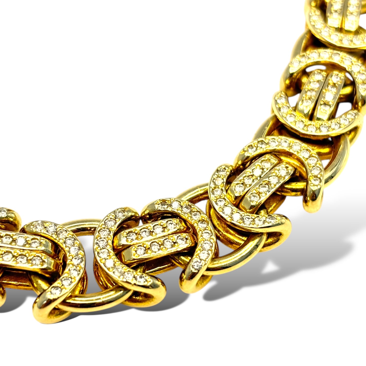 14MM SOLID 14KT GOLD 98.4G 8” DIAMOND BYZANTINE LINK BRACELET