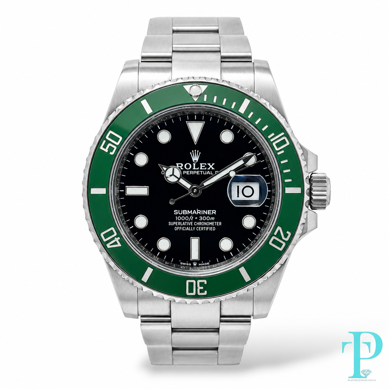 Pre-Owned 41MM BLACK DIAL SUBMARINER REF.126610LV GREEN BEZEL