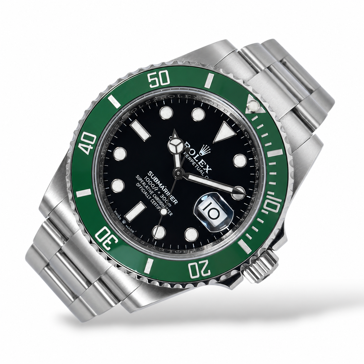 Pre-Owned 41MM BLACK DIAL SUBMARINER REF.126610LV GREEN BEZEL