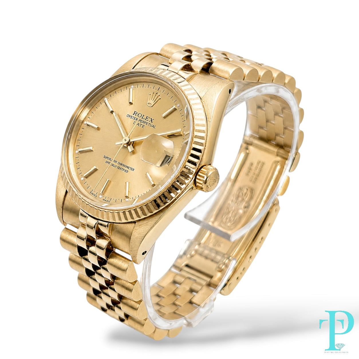 Pre-Owned 34MM Rolex Date 14Kt Gold Jubilee Quickset(Ref.15037)