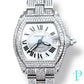38MM CARTIER ROADSTER BUSTDOWN/DIAMOND ENCRUSTED REF. 2510 STAINLESS STEEL / WHITE ROMAN DIAL / AUTOMATIC MOVEMENT