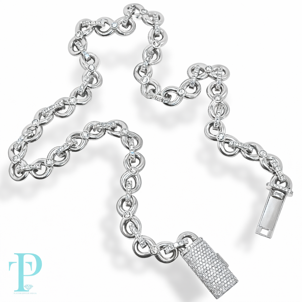 14KT WHITE GOLD / 166.0g 22” 15MM 17.56CTW DIAMOND / INFINITY LINK CHAIN