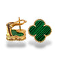 14KT GOLD AND MALACHITE CLOVER EARRINGS