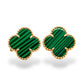 14KT GOLD AND MALACHITE CLOVER EARRINGS