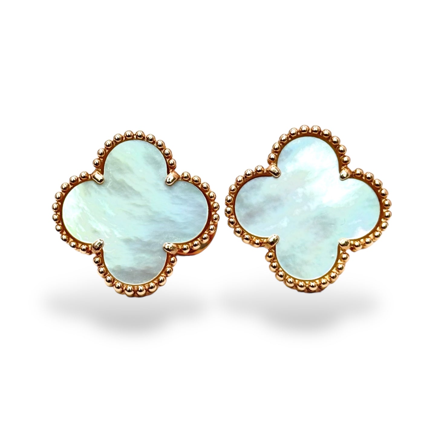 14KT GOLD CLOVER EARRINGS M.O.P ROSE GOLD