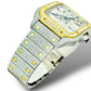 CARTIER SANTOS XL 41MM SKELETON FACE 18KT YELLOW GOLD TWO-TONE VVS-1 NATURAL DIAMOND BUSTDOWN WATCH (Ref.WHSA0019)