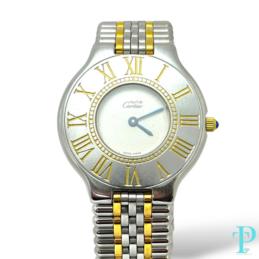 28MM CARTIER “Must 21” / STEEL & GOLD PLATE / QUARTZ MOVEMENT