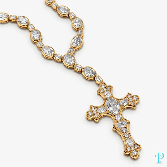 14KT YELLOW GOLD DIAMOND ROSARY NECKLACE 41.23CTW