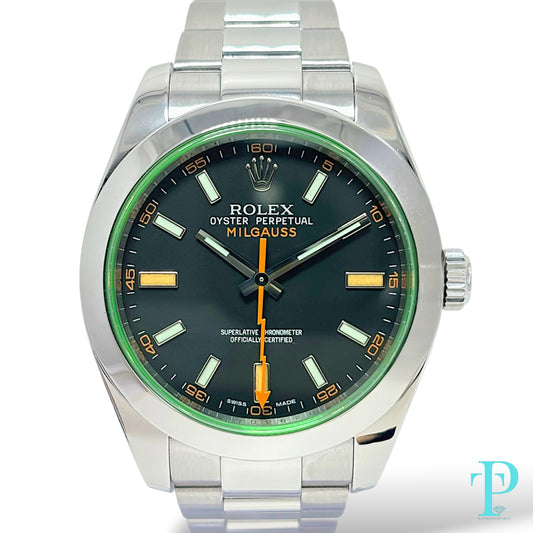 40MM ROLEX MILGAUSS GREEN CRYSTAL / Ref.116400V BLACK DIAL