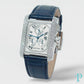 28MM CARTIER TANK FRANÇAISE CHRONOFLEX / 18KT WHITE GOLD / FACTORY DIAMOND BEZEL