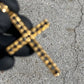 SOLID 14KT NATURAL BLACK DIAMOND CROSS PENDANT
