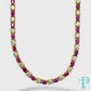14KT YELLOW GOLD DIAMOND AND RUBY NECKLACE 24”