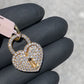 SOLID 14KT GOLD VVS-1 DIAMOND HEART LOCK PENDANT